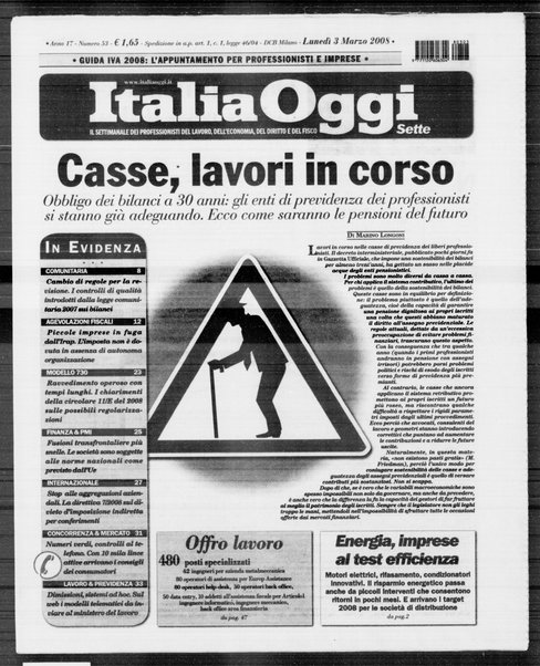 Italia oggi : quotidiano di economia finanza e politica